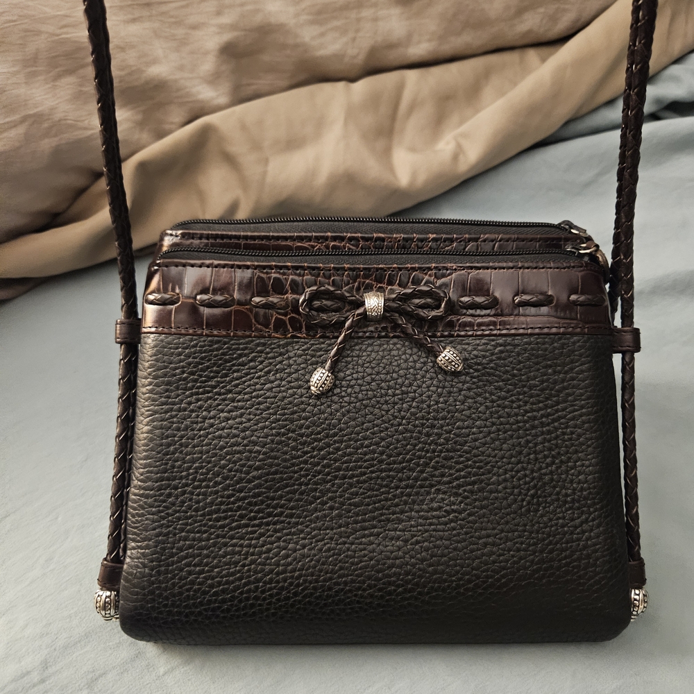 Brighton Elegant Black and Brown Crossbody Bag
